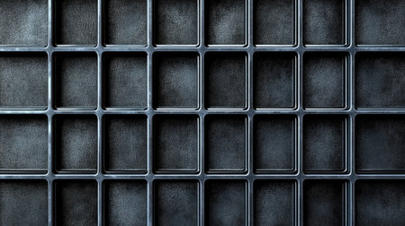 A seamless industrial metal grid pattern with light reflections, giving a sense of strength and structural integrity in mechanical environments.の素材