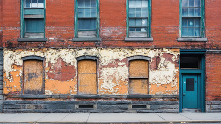 A rusted steel surface with peeling paint and corrosion marks, evoking a vintage industrial setting.の素材