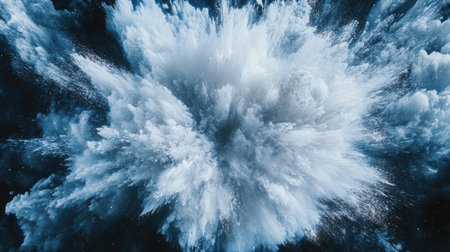 Dynamic white light beams bursting outward in all directions on a black-to-indigo gradient.の素材