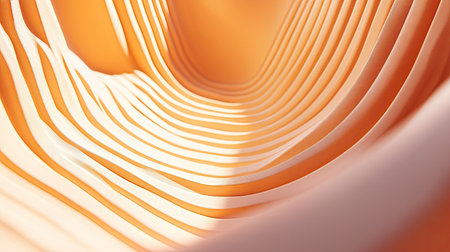 Abstract yellow background with soft waves and shadows giving a sense of motion.の素材