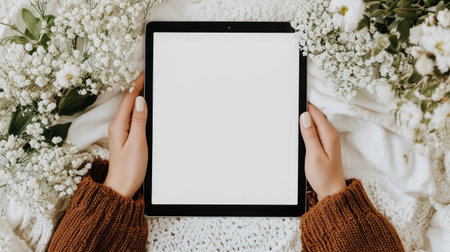 A blank goal-setting template on a tablet screen, symbolizing digital planning and goal creation.の素材