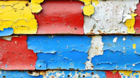 A close-up of a rusty industrial surface with flaking paint, deep oxidation, and a weathered, rugged aesthetic perfect for background use.の素材