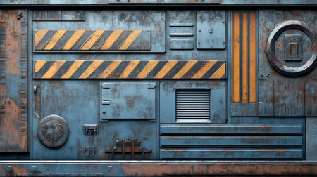 Oxidized metal background with layers of rust and intricate surface textures, ideal for industrial design projectsの素材