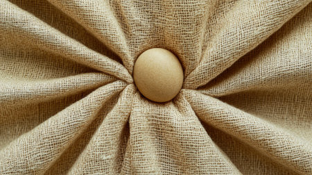 A smooth, round pebble placed at the center of a soft fabric fold, symbolizing harmony and nurturing care.の素材