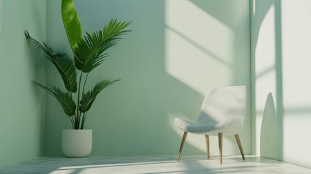 A pastel green background with a smooth gradient, fading into white at the edges, evoking freshness and peace.の素材