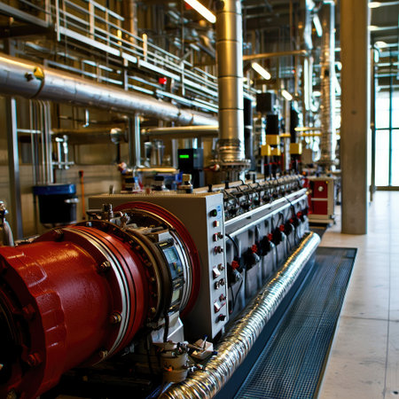 A heavy-duty generator with an advanced control system, used for industrial power backup.の素材