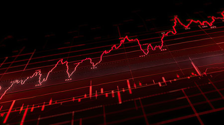 Line chart displaying a downtrend in market performance with diminishing valuesの素材