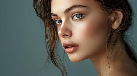 A stunning woman with a perfect complexion, her face exuding elegance and sophistication.の素材