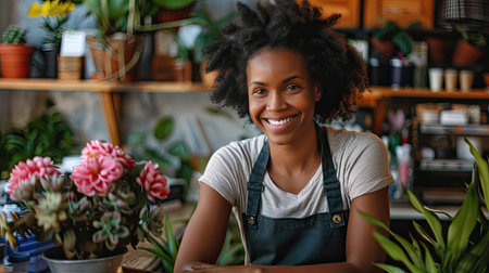 Small business owner participating in a virtual trade show to expand their online customer baseの素材