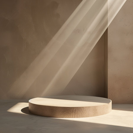 studio with a minimalist abstract background and a striking spotlight effectの素材