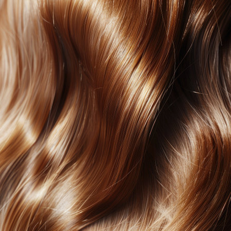 Close-up of shiny, healthy hair on a woman's back in a professional studio, beauty and hair careの素材