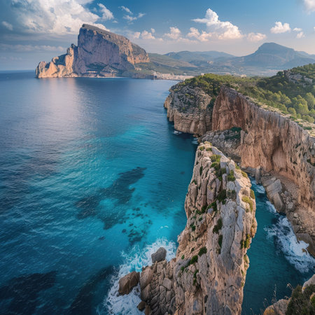 Stunning views of Calpe's coastal cliffs and azure waters, Comunidad Autonoma de Valenciaの素材