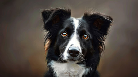 Border collie dog with head tilted, looking at the camera with an adorable, inquisitive expressionの素材