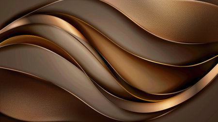 Abstract brown wave paper with elegant gold accents, suitable for upscale presentationsの素材