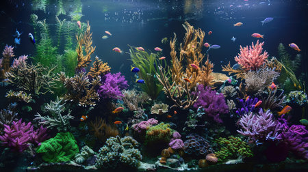 Breathtaking coral reef ecosystem, alive with fish and marine plantsの素材