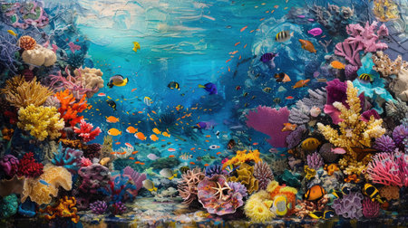 Diverse array of corals and fish creating a stunning underwater tropical seascapeの素材