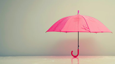 Bright pink umbrella adding a pop of color against a plain backgroundの素材