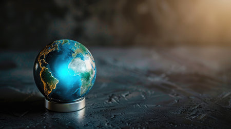 Globe with an integrated power switch, representing the global push for energy efficiencyの素材