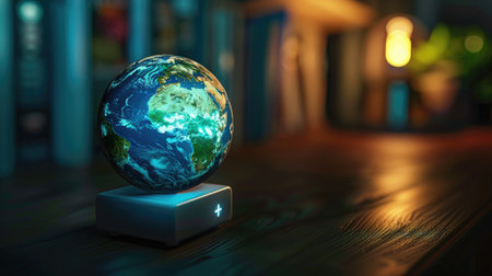 Globe featuring an on/off switch, emphasizing the power of individual actions in energy conservationの素材