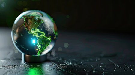 Globe featuring an on/off switch, emphasizing the power of individual actions in energy conservationの素材