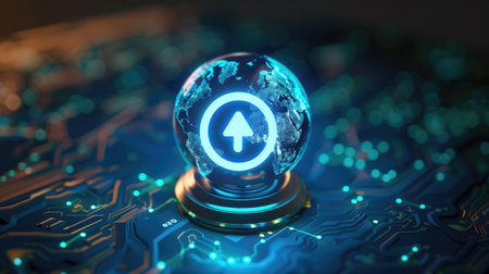 Globe with a visible power switch symbol, emphasizing the urgency of energy conservationの素材