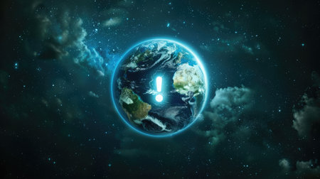 Planet Earth with a power switch symbol, representing collective efforts to reduce carbon footprintの素材