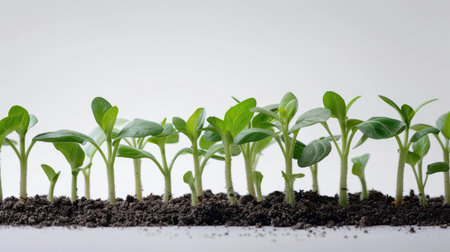 Elegant display of sunflower seedlings isolated on a clean white backdrop, highlighting natural beautyの素材