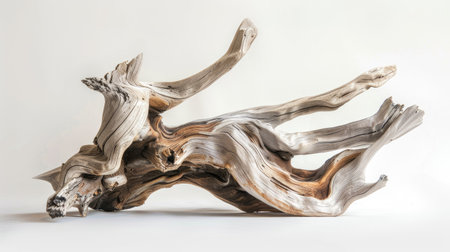 Abstract composition of isolated driftwood art, emphasizing natural craftsmanshipの素材