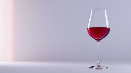 Artistic composition of a red wine glass against a clean white surface, showcasing eleganceの素材