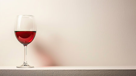 High-key photograph of a red wine glass against a white backdrop, perfect for copy spaceの素材