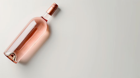 High-angle shot of a premium wine bottle on a plain white backdrop, ideal for sophisticated presentationsの素材