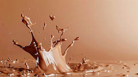 Chocolate milk splash with droplets around, isolated against a clean backgroundの素材
