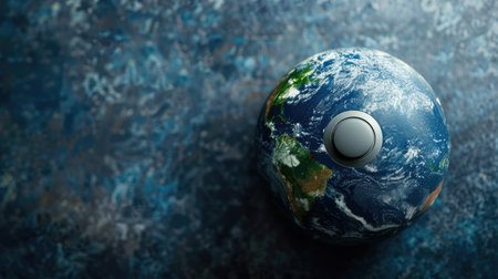 Earth globe featuring a power switch, symbolizing environmental consciousness and actionの素材