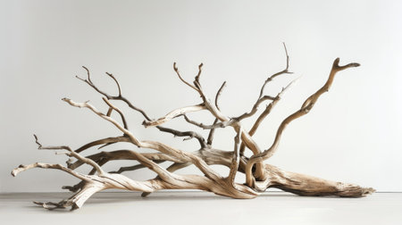 Artistic arrangement of twisted driftwood branches, ideal for creative design conceptsの素材