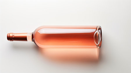 High-resolution top view of a premium wine bottle, showcasing its sleek design against a white backdropの素材