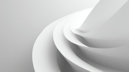 An abstract digital artwork featuring smooth, curved white shapes that create a tranquil and minimalistic atmosphere. Ideal for contemporary design themes.の素材