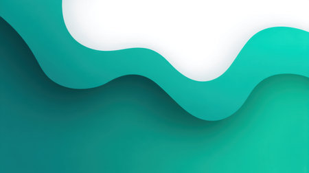 This abstract image features a smooth turquoise wave design with soft curves, perfect for modern background needs or as a stylish element in creative projects.の素材