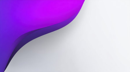 This abstract image showcases a smooth purple wave flowing gracefully over a minimalistic white background, conveying a sense of modern creativity and elegance in design.の素材