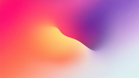 This vibrant abstract gradient background features smooth curves in orange, pink, and purple tones, perfect for creative projects, digital arts, or modern design use.の素材