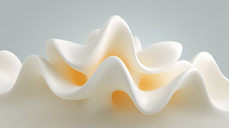 Abstract representation featuring soft, flowing curves resembling waves under soft light, conveying a sense of elegance and tranquility in minimalist design.の素材