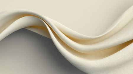 Delicate cream fabric displays soft textures and gentle folds, creating a sophisticated background ideal for artistic projects, design work, or fashion applications.の素材