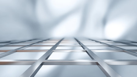 An abstract image showcasing a glazed surface framed with metal, capturing light reflections and creating a modern atmosphere perfect for design and architecture themes.の素材