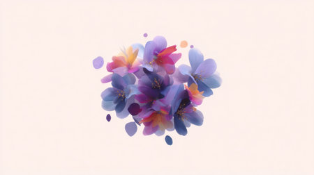 An enchanting abstract floral design featuring colorful petals on a soft pastel background, ideal for various artistic and decorative projects, evoking a sense of beauty and tranquility.の素材