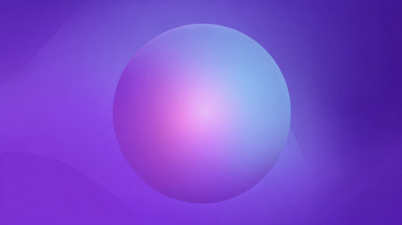 This abstract digital artwork features a soft gradient sphere on a vibrant purple background, creating a soothing and modern aesthetic perfect for various creative applications.の素材