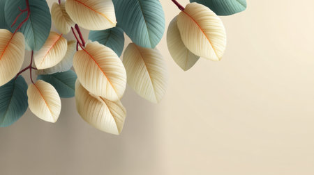 Captivating arrangement of pastel leaves on a soft background, perfect for creating a serene atmosphere in home decor, artwork, or digital designs.の素材