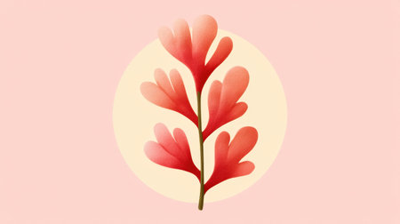 Explore this delicate coral plant illustration set against a soft pink background, showcasing elegant shapes and a harmonious design, perfect for modern decor.の素材
