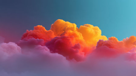 A stunning display of colorful clouds at dusk showcases soft hues of orange, pink, and yellow against a bright sky, creating a tranquil atmosphere for nature lovers.の素材