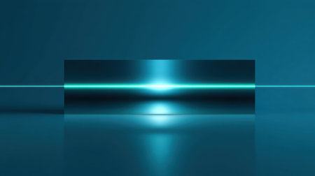A captivating abstract image featuring a glowing blue light beam reflecting on a smooth surface, creating a serene and modern atmosphere ideal for various creative applications.の素材