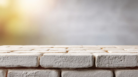 A beautiful white brick wall with a smooth surface provides a timeless backdrop for photography and design projects, enhancing interiors with its rustic charm.の素材