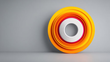 Colorful circular layers create a striking abstract design against a minimalist background. Perfect for modern decor, creative projects, and artistic concepts.の素材